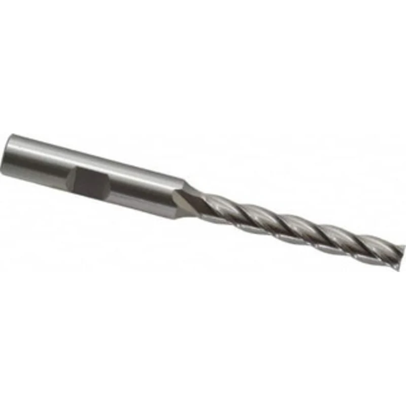OSG 1/4, 1-3/4 LOC, 3/8 Shank Diam, 3-9/16 OAL, 4 Flute, Cobalt Square End Mill Single End, Uncoated, Spiral Flute, 3...